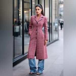 Sisley Italy 🇮🇹 Pink Tweed Coat